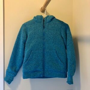 LL Bean Kids Knit Hoodie Sweatshirt, Teal Green, Size Small/8, Great Condition